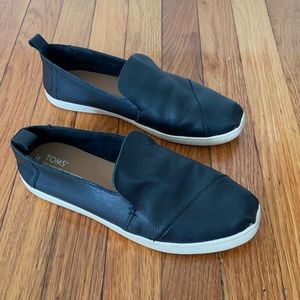 Toms leather slip one, black, 9